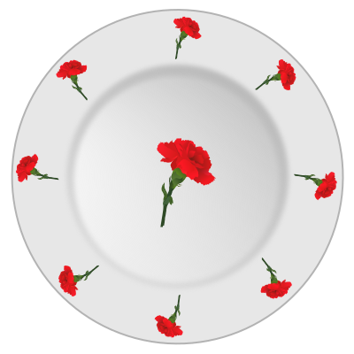 plate with carnation pattern