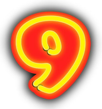 rwwgub Neon Numerals 9