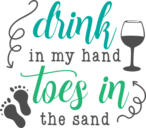 drink in my hand toes the sand