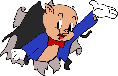porky pig with bust out backing