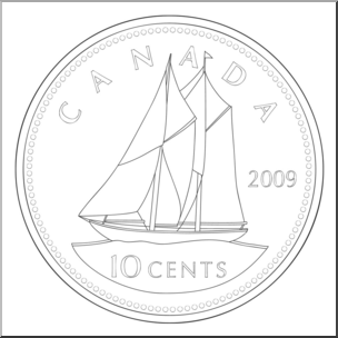 Canadian 10 cent coin outline