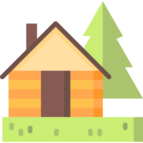 cabin with trees