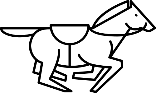 running horse with saddle strap outline