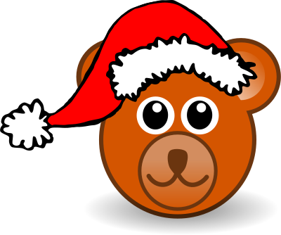 Bear 003 Head Cartoon Brown with Santa hat
