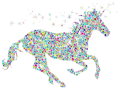 Polyprismatic Tiled Magical Unicorn Silhouette