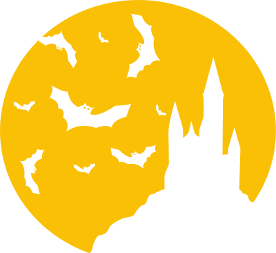 castle bats yellow moon