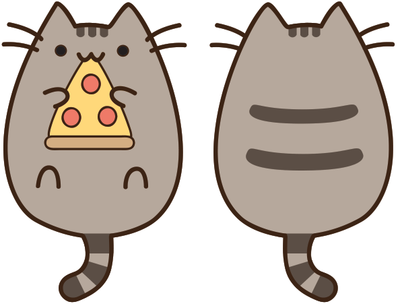 pusheen eating pizza