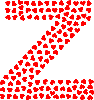 valentine hearts alphabet font z