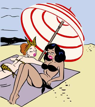 women at the beach color