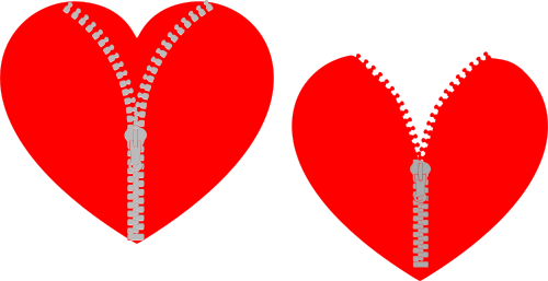 hearts with zipper