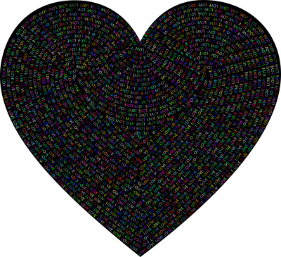love typography heart colorful with bg