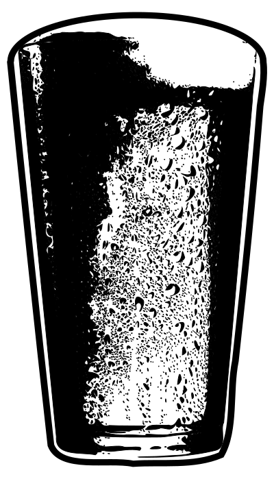 Pint of Beer Detailed Black and White
