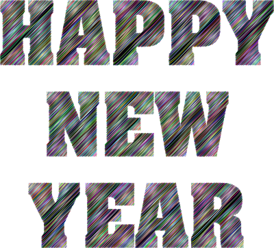 happy new year typography scribble with black