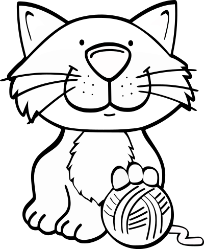 cat with yarn white