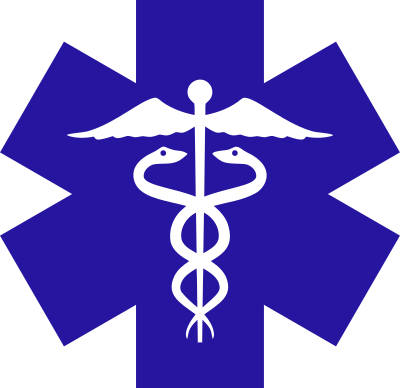 Caduceus On Blue Star Of Life