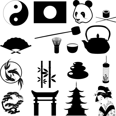 japanese culture symbols silhouette by karen arnold vectorized