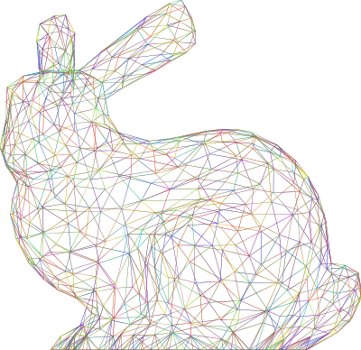 3d stanford bunny wireframe polyprismatic