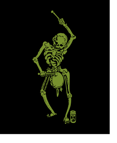 skeleton with a drum green